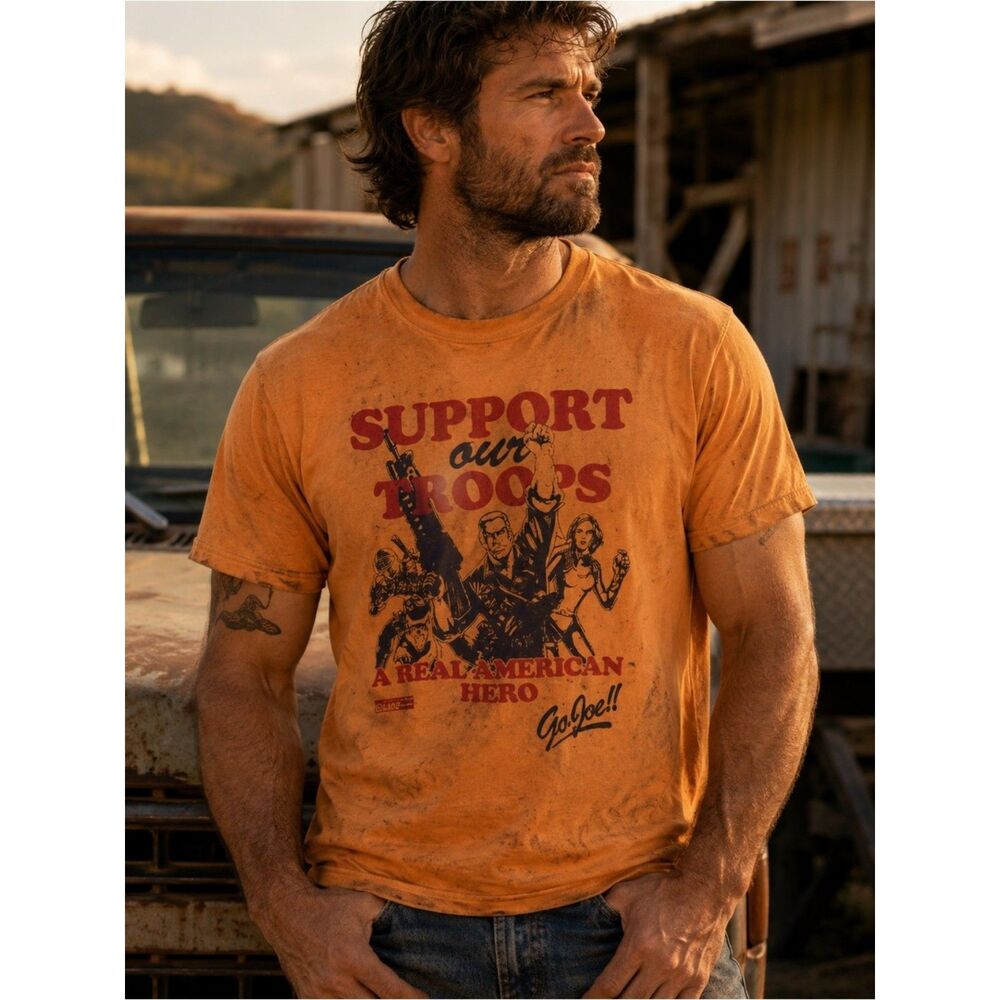 G.I. Joe Support Our Troops A Real American Hero T-Shirt Yellow Short Sleeve Lg - Picture 3 of 10
